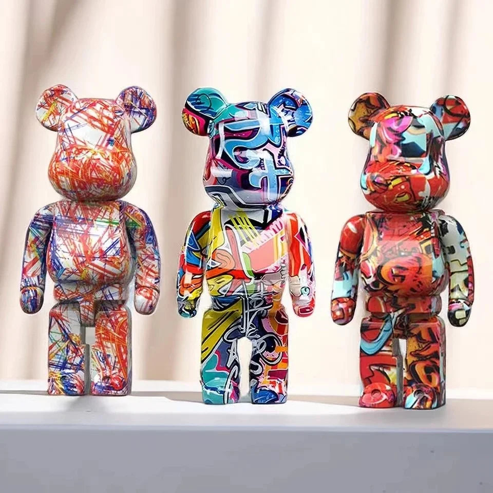 Afralia™ Graffiti Bear 27cm Figurine | Modern Home Decor Statue & Money Jar