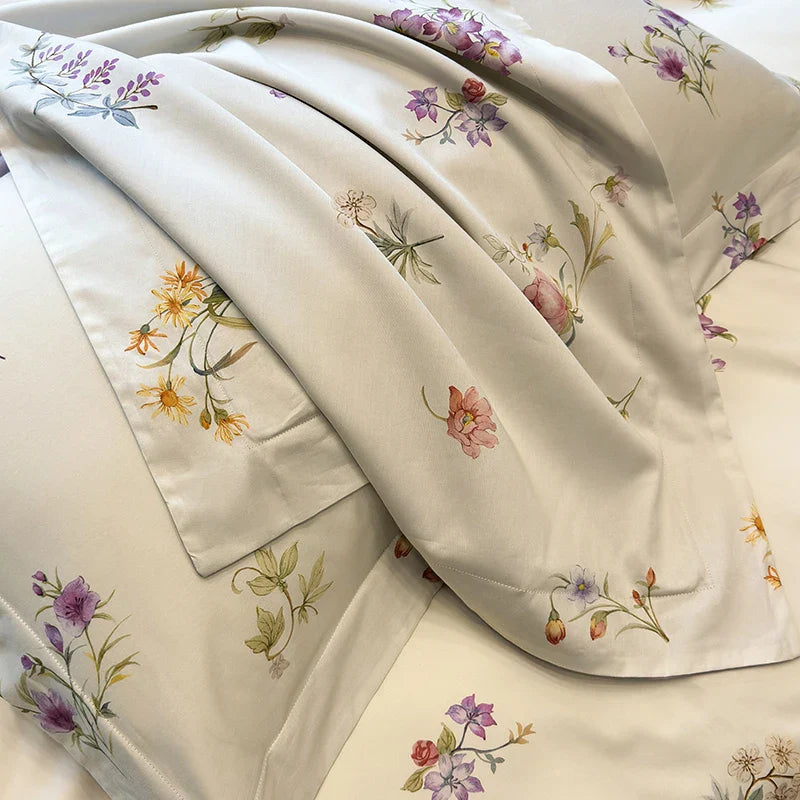 Afralia™ Floral Print 600TC Egyptian Cotton Bedding Set - 4Pcs