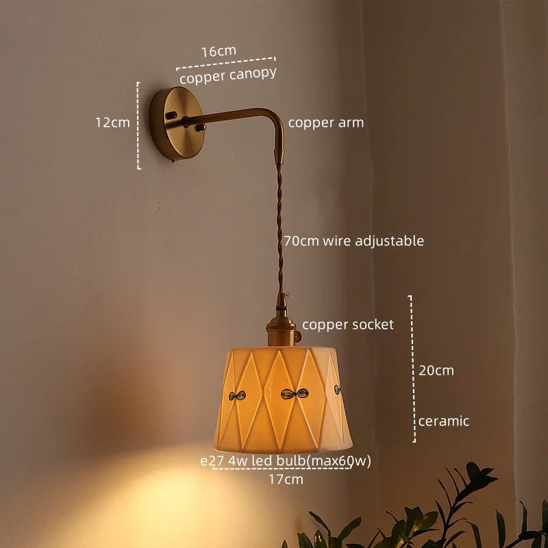 Afralia™ Ceramic Copper LED Wall Sconce Light, Modern Nordic Design for Living Room, Bedroom, Bathroom