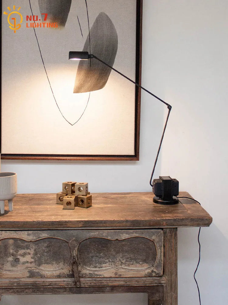 Afralia™ Retro Industrial LED Floor Lamp Swing Arm for Living Room Study