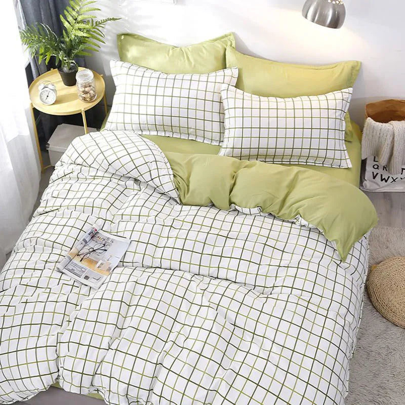 Afralia™ Soft Large Stripe Bedding Set: Brushed Duvet, Sheet, Pillowcases in Nordic Style