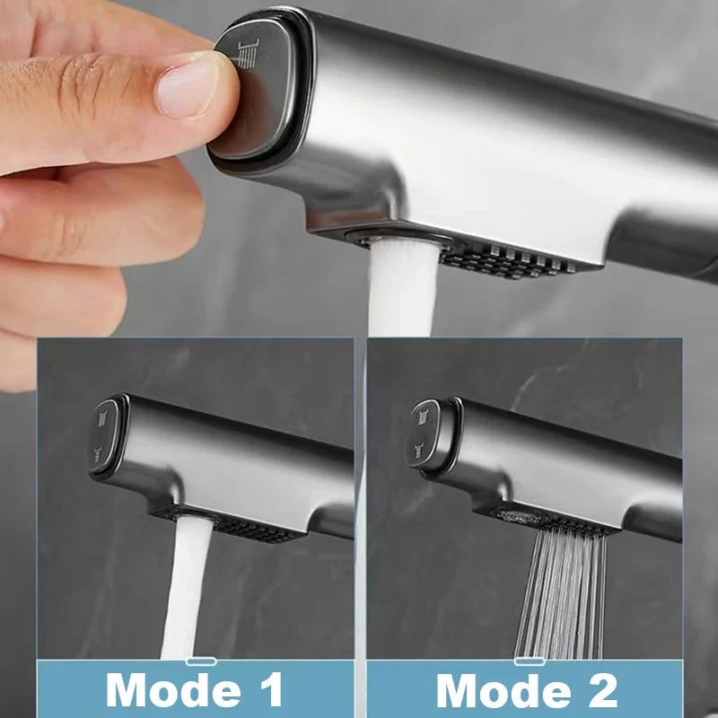 Afralia™ Brass Basin Faucet Set with Digital Display and Pull Out Function