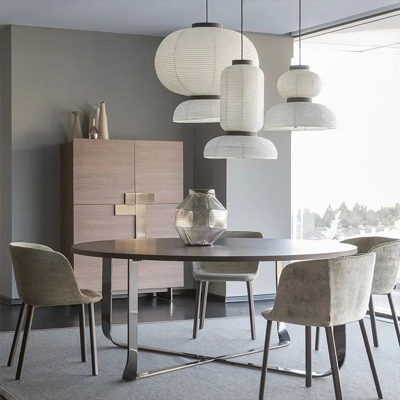 Afralia™ Wabi Sabi Rice Paper Chandelier Pendant Lamps | Japan Style LED Ceiling Light