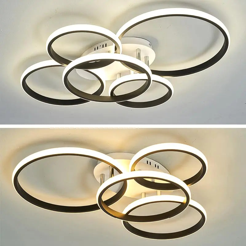 Afralia™ LED Ceiling Chandelier Remote Control Living Room Bedroom Kitchen Lamp White