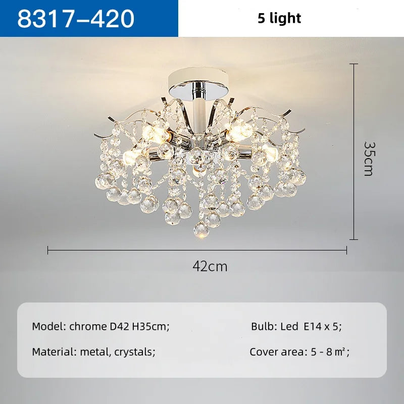 Afralia™ Chrome LED Ceiling Lights E14 Chandelier for Living Room Home Decor