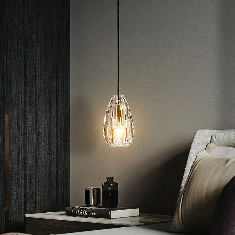 Afralia™ Crystal LED Ceiling Chandelier: Modern Trendy Bedroom Pendant Light