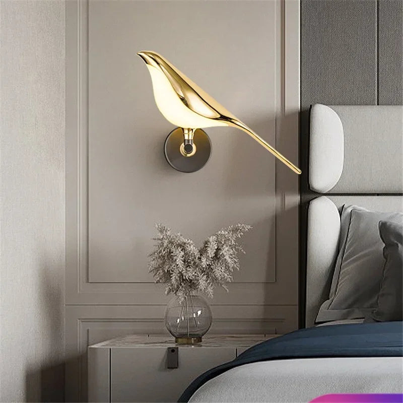 Afralia™ Modern Magpie Bird LED Wall Lamp for Bedroom Decor