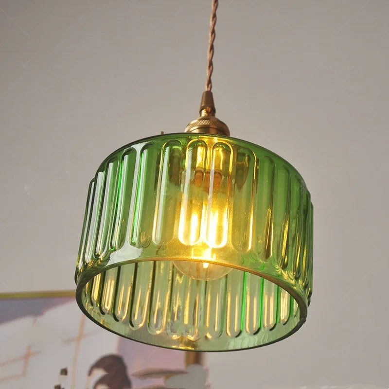 Afralia™ Green Glass LED Pendant Light: Nordic Modern Hanging Lamp for Dining & Bedroom