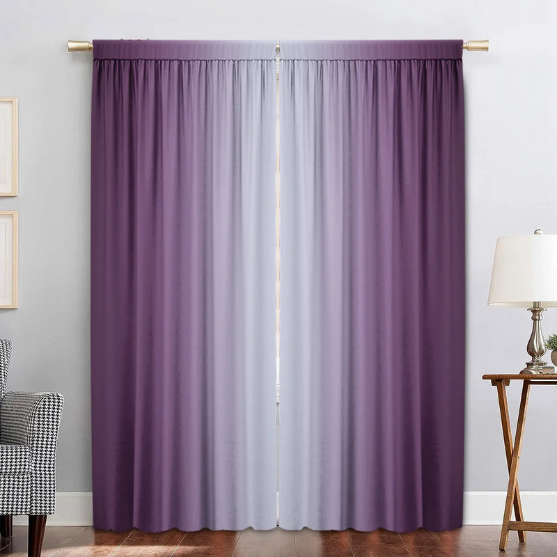 Afralia™ Purple Background Rod Pocket Curtains for Kitchen, Living Room, Balcony