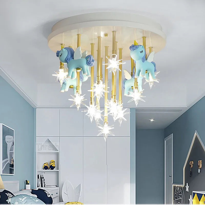 Afralia™ Star Anime Animal Ceiling Light for Kids Room Decor