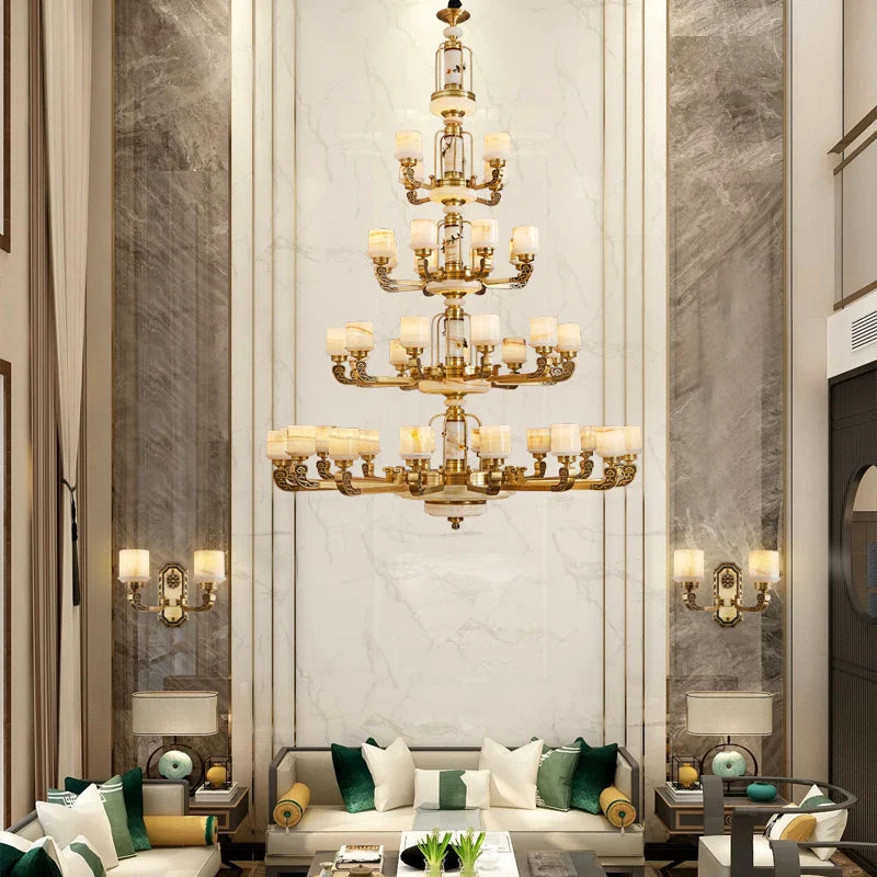Afralia™ Zinc Alloy Jade Chandelier for Luxurious Living Spaces