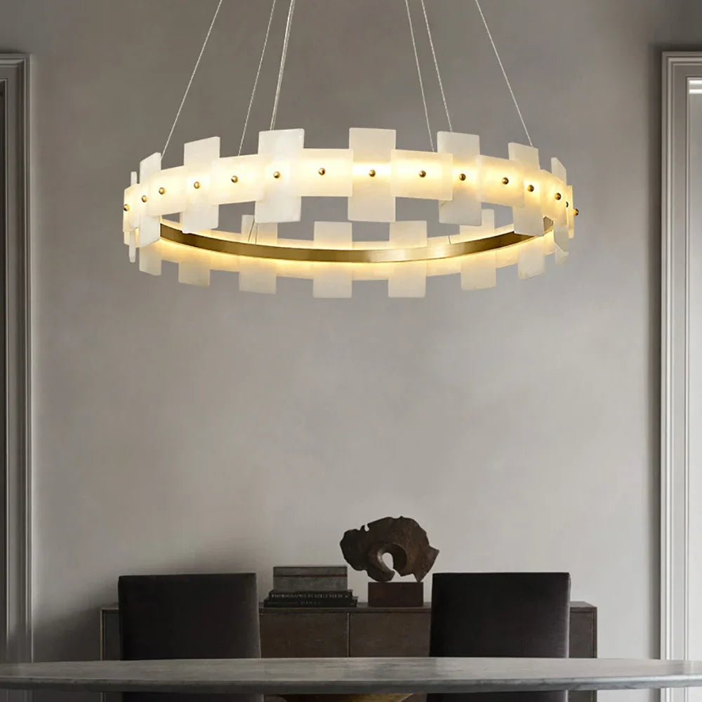 Afralia™ LED Marble Chandelier: Modern Lighting for Living Room, Bedroom, or Restaurant.