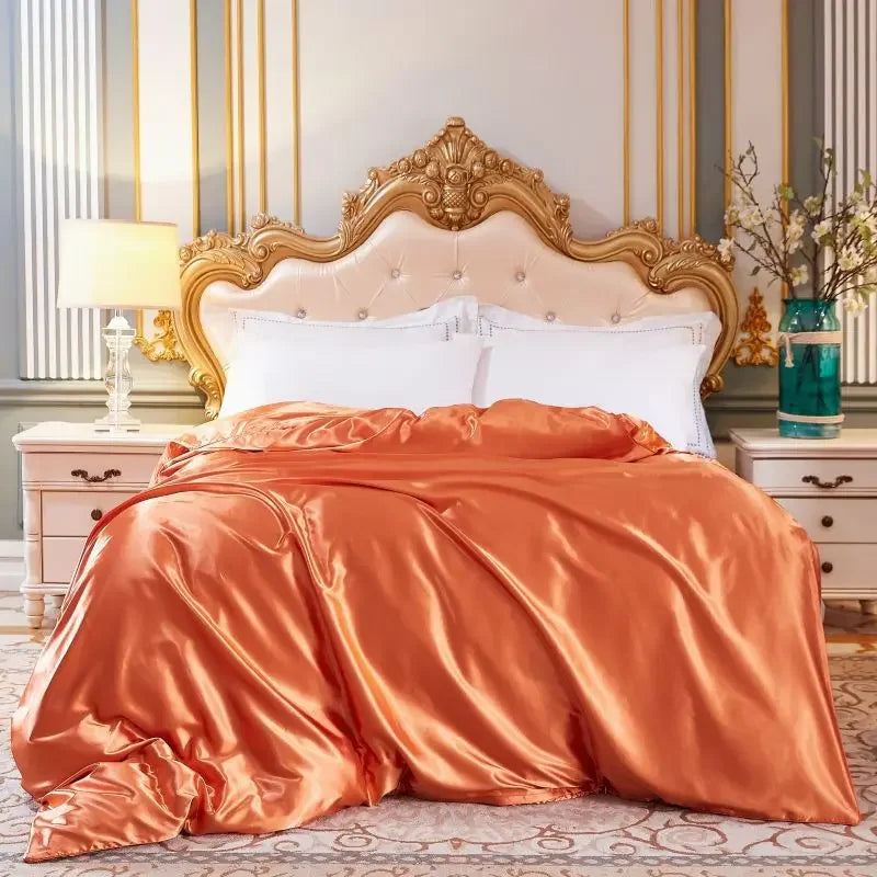 Afralia™ Mulberry Silky Queen Duvet Cover Smooth Luxury Satin King Size Blanket