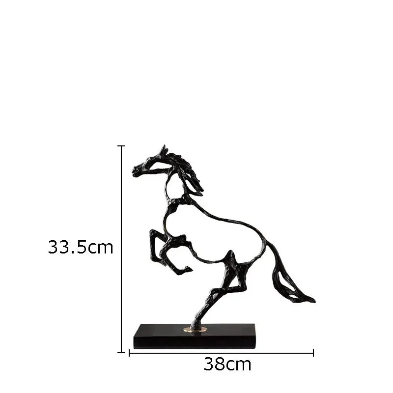 Afralia™ Minimalist Black Horse Statue Iron Ornaments Modern Home Decor Sculpture