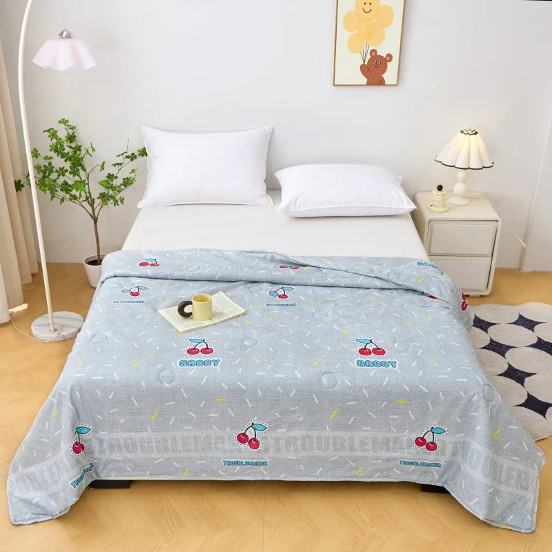 Afralia™ Summer Jacquard Cotton Quilt - Ultra-Thin, Breathable Single Comforter