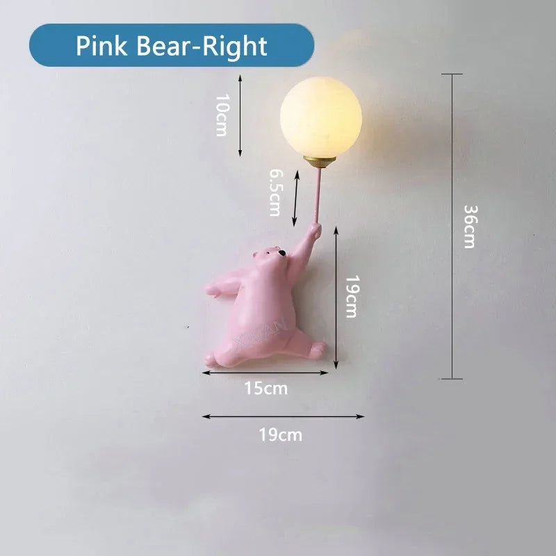 Afralia™ Bear Moon Wall Lamp: Modern Cartoon Light for Kids' Bedroom Décor