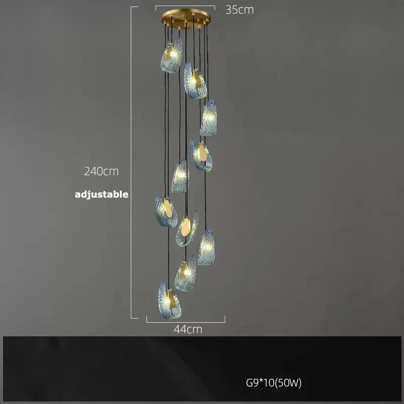 Afralia™ Blue Queen Crystal Glass LED Ceiling Chandelier - Elegant Lighting Fixture for Living Room