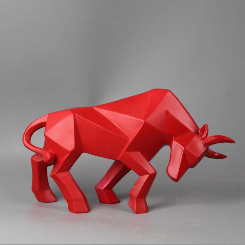 Afralia™ Geometric Bull Sculpture - Modern Home Decor, Office, Living Room Ornament