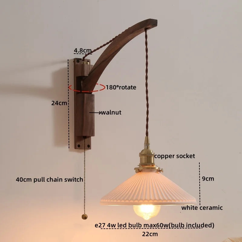 Afralia™ Nordic LED Wall Sconce Walnut Copper Stair Light Fixtures