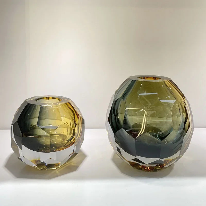 Hexagonal Textured Glass Vase by Afralia™ - Modern Home Decor
