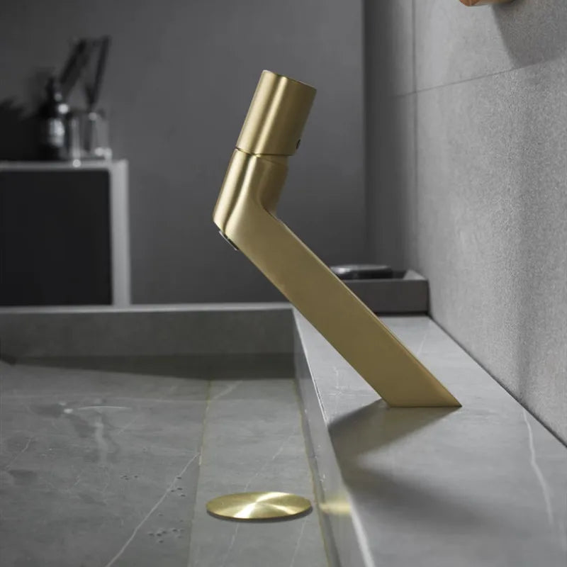 Afralia™ Basin Faucet Brushed Gold Cold & Hot One Hole Sink Tap Bathroom Creative Design