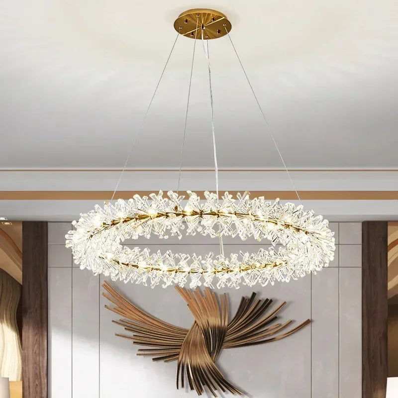 Afralia™ Luxury Crystal Chandelier LED Lamp for Modern Living Spaces