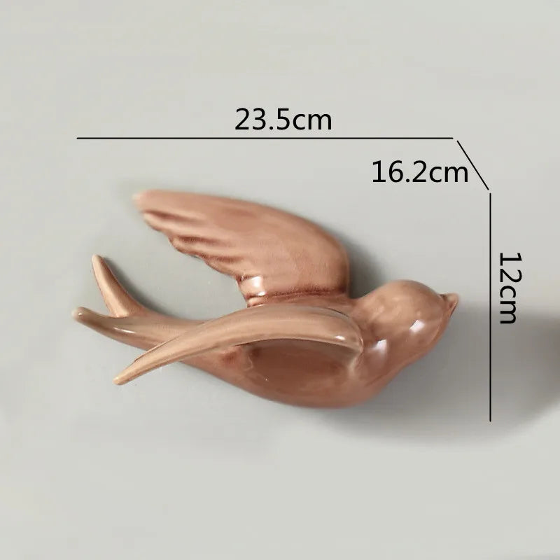Afralia™ Flying Bird Ceramic Wall Ornament Simulation Room Decoration Indoor Accent