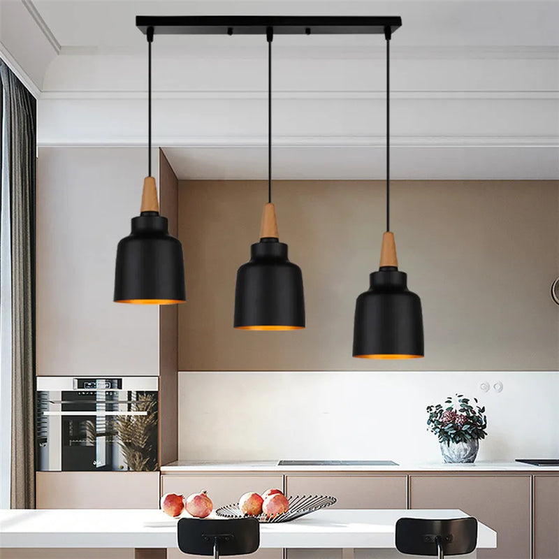 Afralia™ Wood Aluminum Pendant Chandelier for Dinning Living Room Kitchen.