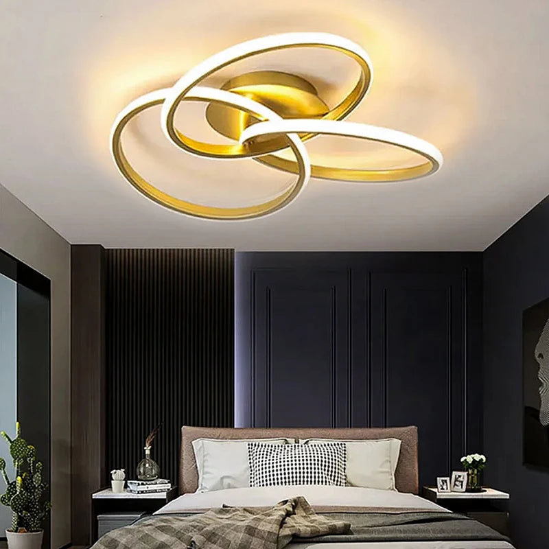 Afralia™ Modern Luxury LED Gold Ceiling Light