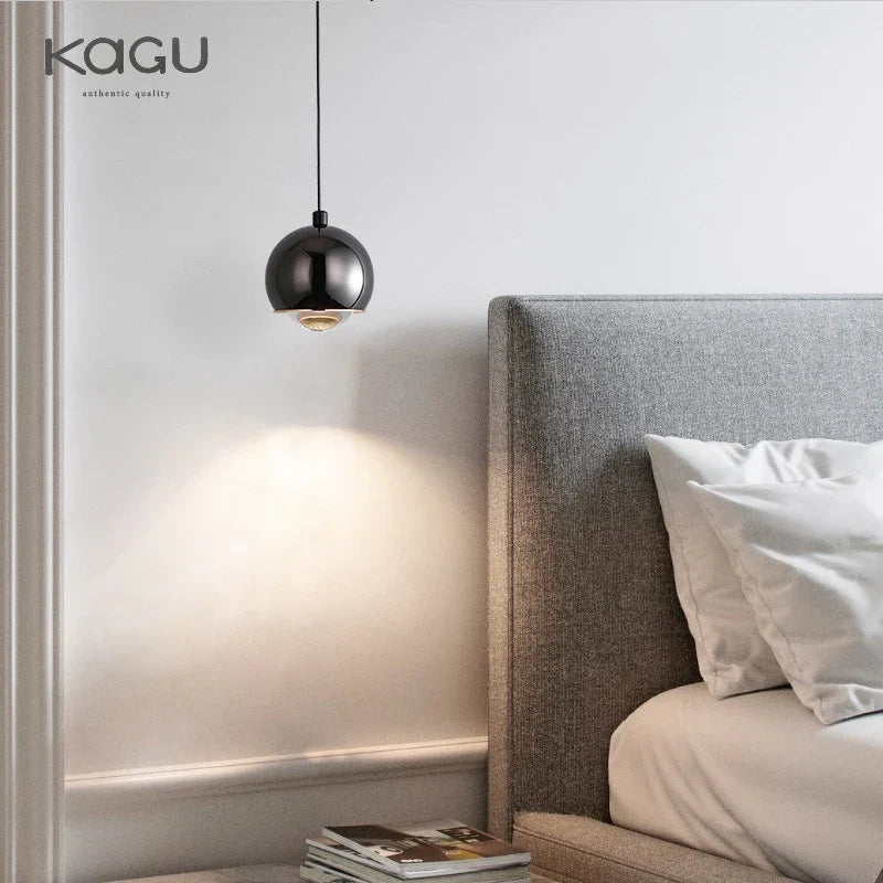 Afralia™ Gold Metal Luster Pendant for Bedside & Kitchen Island - Minimalist LED Hanging Light