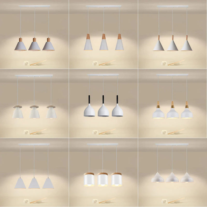 Afralia™ Modern Nordic Pendant Light White Lampshade E27 for Bedroom Living Room