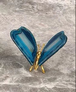 Afralia™ Agate Butterfly Ornament Brass Insect Statue Home Decoration