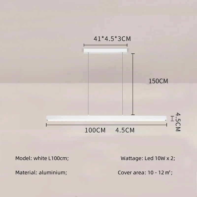 Afralia™ Modern Straight Pendant LED Light - Minimalist Painted Aluminium Chandelier