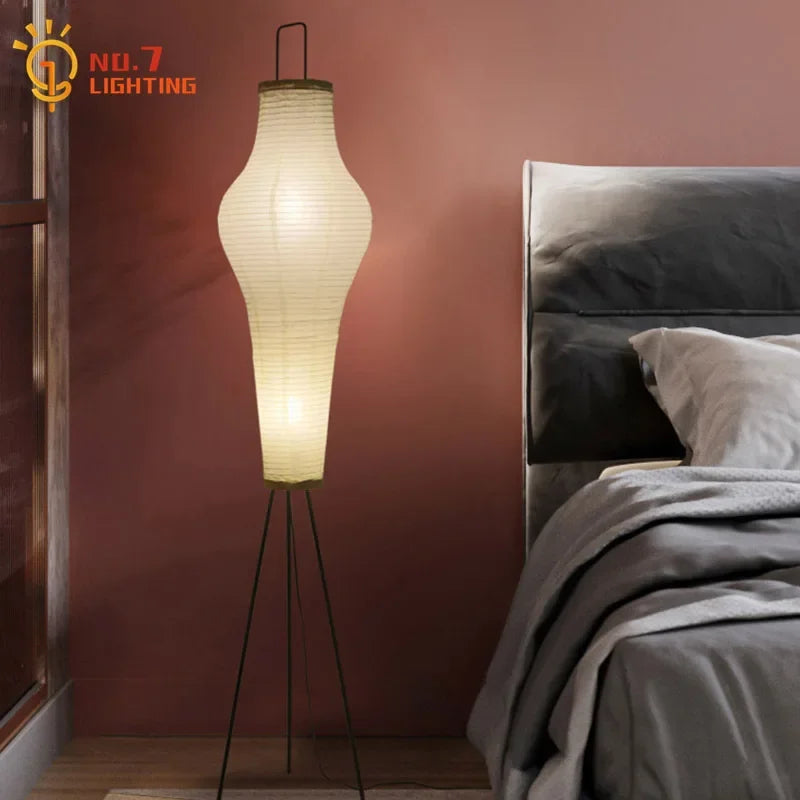 Afralia Wabi-sabi Tripod Floor Lamp - Noguchi Inspired Art Decor for Living Room