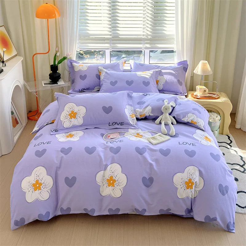 Afralia™ Luxury Cotton Stripe Printed Bedding Sets for Queen King Beds.