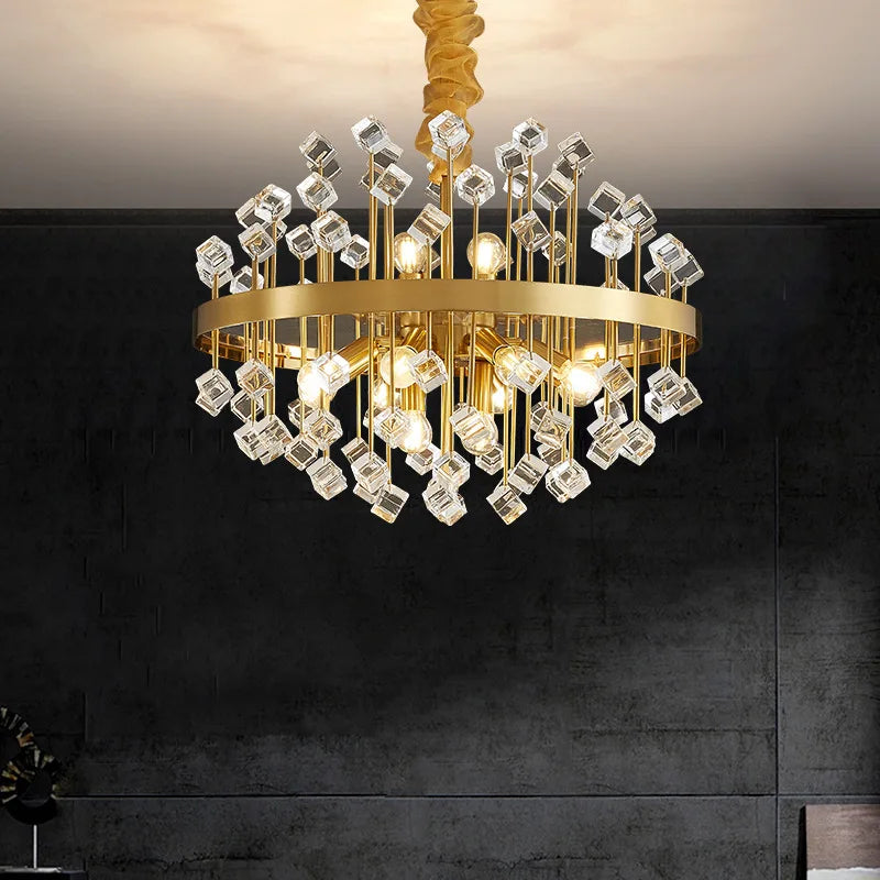 Afralia™ Luxury Glass Chandelier LED Pendant Light for Living Room, Bedroom, and Restaurant