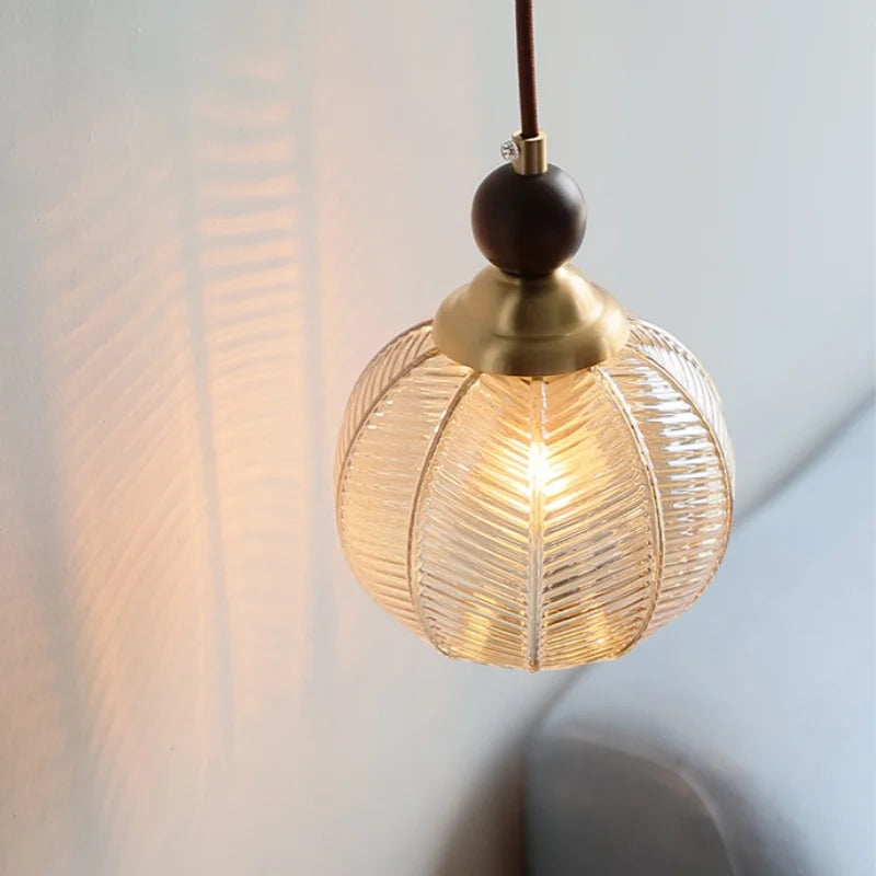 Afralia™ Amber Glass LED Pendant Light - Modern Nordic Design with Iron Base