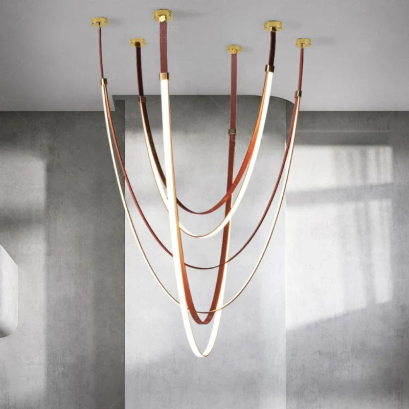 Afralia™ LED Long Strip Chandelier for Modern Living Room and Villa