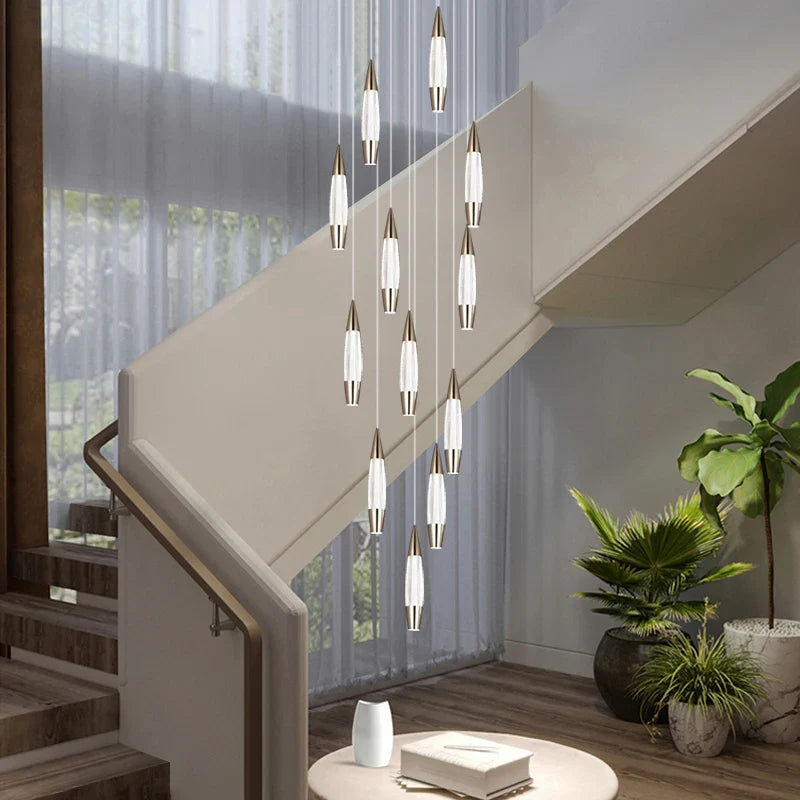 Afralia™ Modern Acrylic Villa Stair Chandelier for Living, Dining, and Kitchen