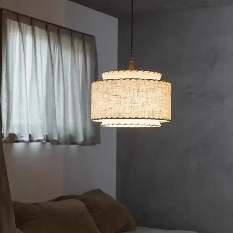 Fabric Pendant Lamp - Afralia™ Wabi Sabi Handmade Hanging Light for Home Decor