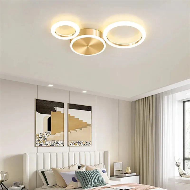 Afralia™ LED Gold Ring Chandelier for Living Room Bedroom Dining Room