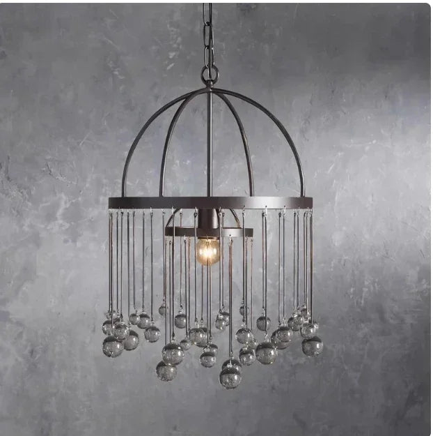 Afralia™ Retro Chic Glass Ball Chandelier - Italian Designer Vintage Rectangular Lighting