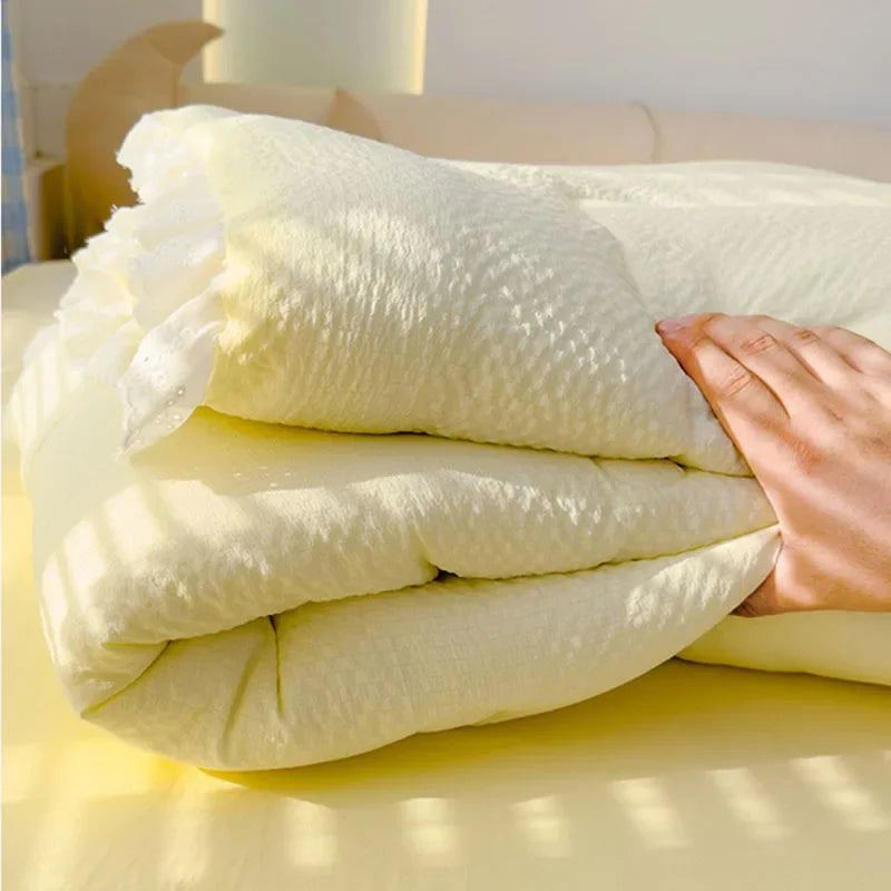 Afralia™ Summer Lace Ruffle Blanket - Skin-Friendly Cooling Quilt, Girly Fresh Style