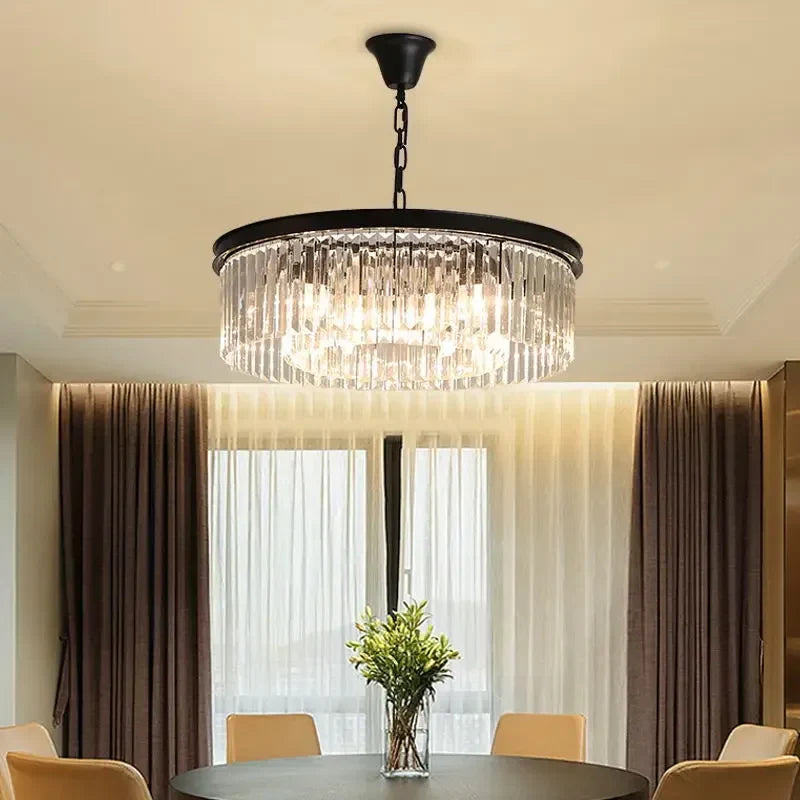 Afralia™ Metal Crystal Pendant Light Chandelier for Living Room, LED Hanging Lamp