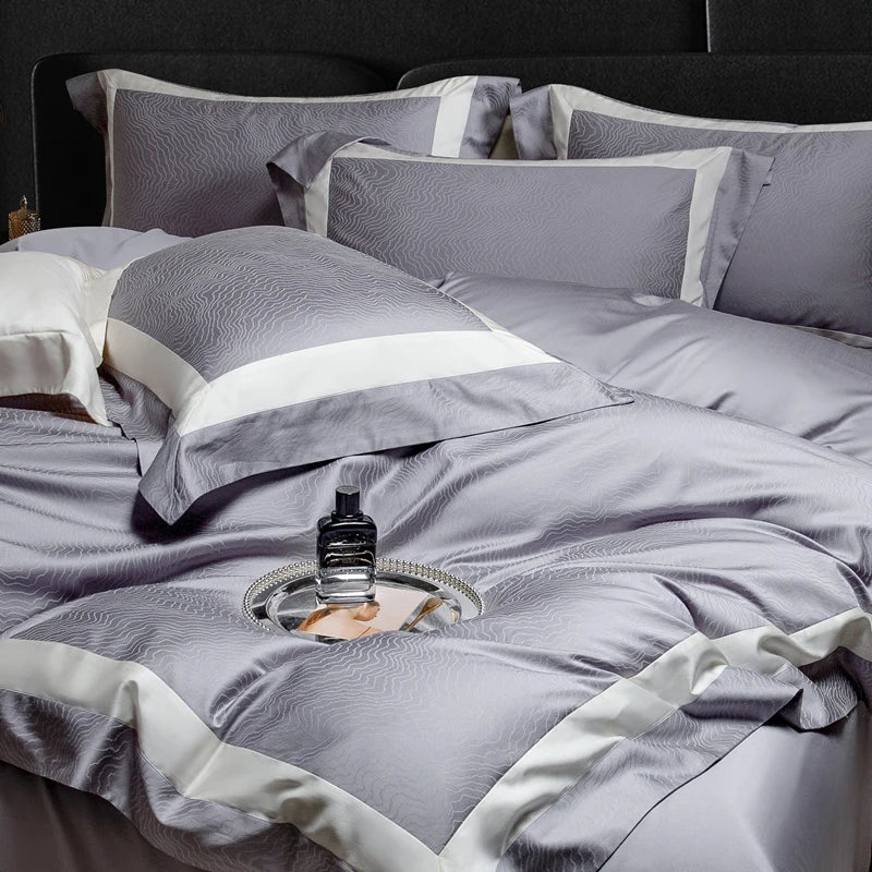 Afralia™ Soft Silky Jacquard Bedding Set - Duvet, Sheet, Pillowcase