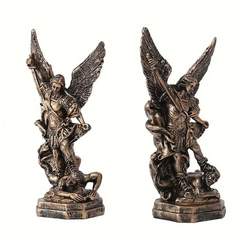 Afralia™ St. Michael Archangel Statue: St. Michael Over Satan Collection Sculpture