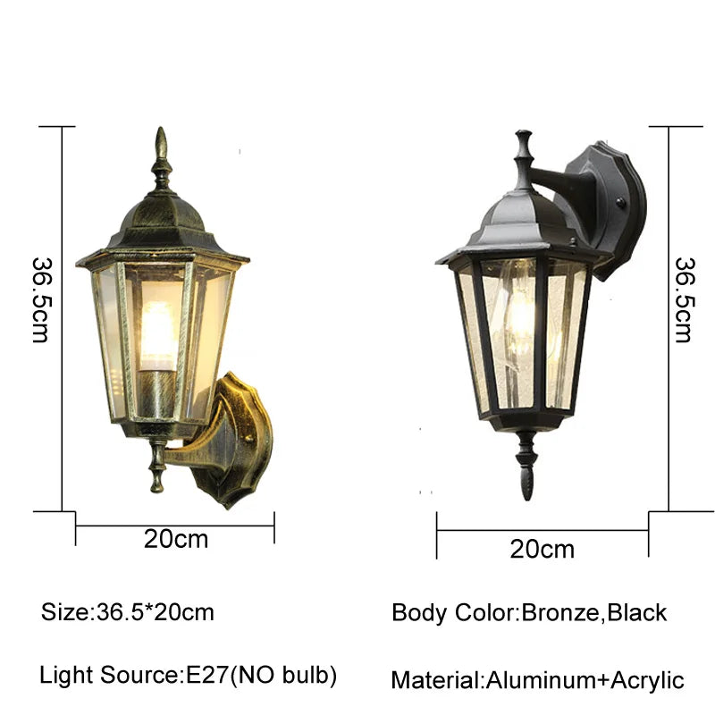 Afralia™ Retro Outdoor Wall Lamp E27 Waterproof Lighting for Courtyard and Balcony