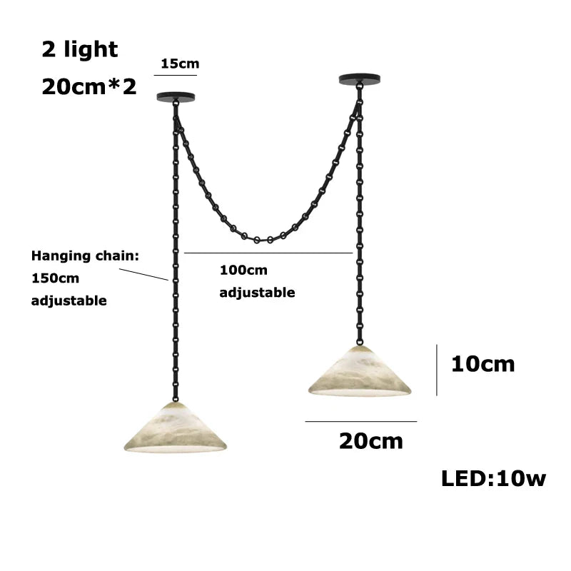 Afralia™ Gold Black Pendant Chain LED Lucite Chandelier - Indoor Bedroom Ceiling Light Fixtures