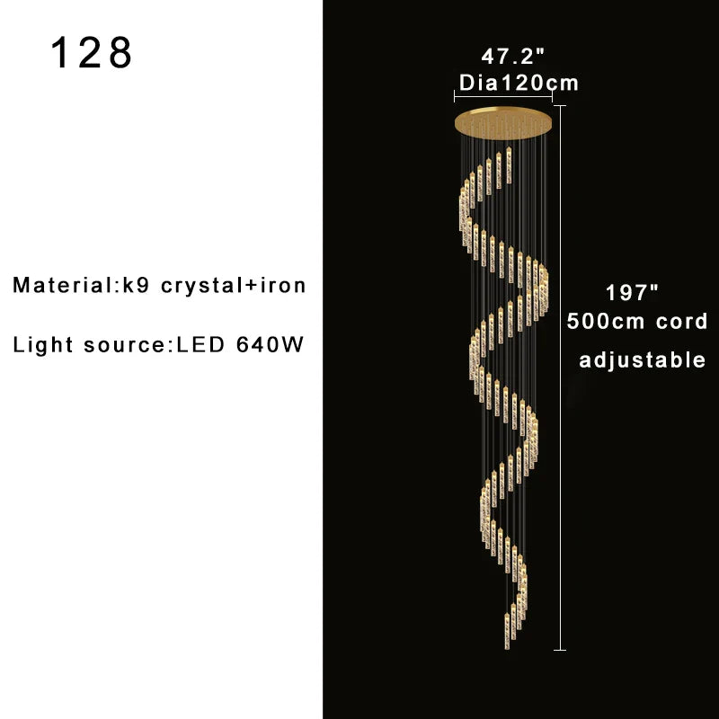 Afralia™ Crystal Chandelier for Two-storey Foyer & Circular Stairwell