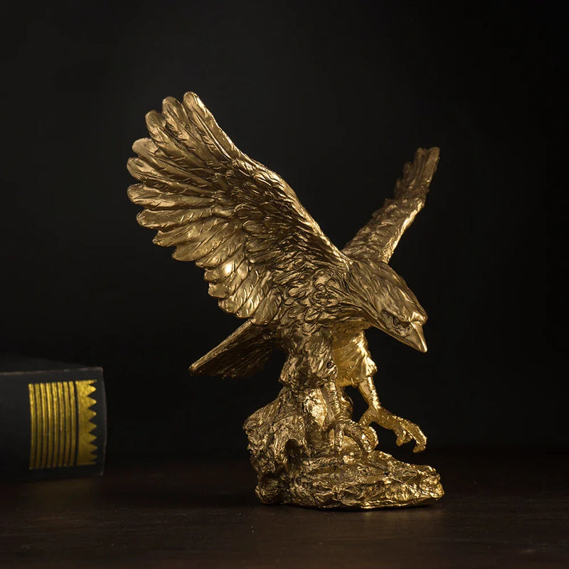 Afralia™ Resin Golden Eagle Statue Figurine Collection for Home Office Decor